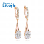 LSOOYH Clip K&otilde;rvar&otilde;ngad Roosa kullav&auml;rvi Moodne k&otilde;rvar&otilde;ngas Naistele Cubic Zirconia Hoop Hoop Long Drop K&otilde;rvar&otilde;ngad Ehted A