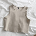 Suvine uus naiste retro crop top k&otilde;rge v&ouml;&ouml;kohaga salendav veniv &otilde;huke l&uuml;hikeste varrukateta topp S beež