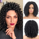 MERISIHAIR Must keskosa Afroparukas L&uuml;hike lokkis naturaalsest s&uuml;nteetilisest kiust krussis lokkis juuksed naistele peoks Cosplay igap&auml;evaseks kandmiseks 90742