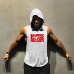 Muscleguysi meeste kapuutsiga hip-hopi vest vabaaja sportlik suvine fitness Muscle avara varrukateta T-s&auml;rk M must