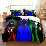 3D Rainbow Friends voodipesukomplektid tekikott koos padjap&uuml;&uuml;riga, kaheinimesevoodi, t&auml;issuuruses kuninganna voodiriided voodipesu EU Double 200x200