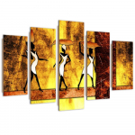 Viieosalise pildiga l&otilde;uenditr&uuml;kk Women Africa Abstraction 100x70 pruun