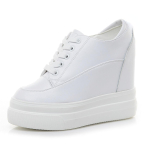 Fujin 11 cm platvormiga kiiluga tossud kingad ehtsast nahast naiste moes tossud varjatud kontsaga kingad kevad-s&uuml;gis suvepumbad 38 white