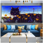 DIY 5D teemantmaaling must kass t&auml;isruudukujuline &uuml;mmargune teemanttikandid ristpistes mosaiikkunst k&auml;sitsi valmistatud kingitus kodukaunistus A1231 Full Round 20x60CM