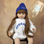 Reborn Baby Girl Doll Realistlik m&auml;nguasi, silikoonist keha, 55 CM 22 tolli pikkade juustega Printsess V&auml;ikelapse Bebe j&otilde;ulukingid