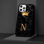 &Uuml;mbris Apple Iphone 14 11 13 12 Pro Max Xr 7 8 +Se 2020 Xs 6 6s Plus 5 5s Must silikoonist telefoni &uuml;mbris Kuldkroon Letter Queen iPhone XR