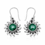 Naturaalsest malahhiidist 8 mm &uuml;mmargune v&auml;&auml;riskivi 925 h&otilde;bedane Boho p&auml;ikesetilga rippuv k&otilde;rvar&otilde;ngas naistele ja t&uuml;drukutele