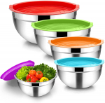 5-osaline segamiskauss, 4,6/3/1,5/1/0,7 QT, roostevabast terasest metallist salatikauss kaanega