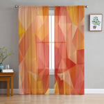 Pol&uuml;goonoranž geomeetriline t&uuml;ll Voile kardinad Hotelli kodukaunistus L&auml;bipaistvad kardinad elutuppa Magamistoa &scaron;ifoonist tr&uuml;kitud kardinad 1 PCS W400XH250cm