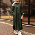 Naiste moslemikleit islamir&otilde;ivad pikkade varrukatega s&auml;rk &Uuml;markraega &uuml;hev&auml;rvilised maksikleidid vabaaja taskuga Musulman DubaiKaftan Robe Plus 5XL