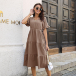 Naiste Lotus Leaf kleit l&uuml;hikeste varrukatega V-kaelusega &scaron;ifoonkleit S sinine