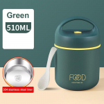 Tere 1tk 304 roostevabast terasest vaakumtermokarbiga isoleeritud s&ouml;&ouml;gikott toidusoojendaja supitassiga termose konteinerid Bento Box 510ml roheline