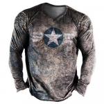 Vintage pikkade varrukatega T-s&auml;rk Meeste vabaaja T-s&auml;rgid 3D prindiga Harajuku Topid 2022 Loominguline isikup&auml;ra s&auml;rk Suurem&otilde;&otilde;dulised meeste riided 2XL