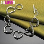 925 Sterling Silver Six Heart Chain K&auml;ev&otilde;ru Ehted 20cm