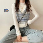 Kolledži stiilis retro kootud vestiga kampsun naistele s&uuml;gis-talvine Hongkongi Korea stiilis vest V-kaelusega kampsun, naiste s&auml;rk One Size must