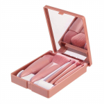 Mini reisikarp peegliga 5 Meigipintslikomplekt Loose Powder Foundation Brush Lauv&auml;rvipintsel Lip Smudge pintsel roosa