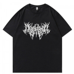 Gooti tumedad Unisex WoUnisex t-s&auml;rgid Oversize tee Punk must Graafilised riided Harajuku Streetwear naiselik t-s&auml;rk Hip Hop L&uuml;hikeste varrukatega L