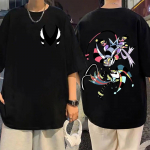 Anime Helluva Boss Kahepoolse tr&uuml;kiga T-s&auml;rk Gooti moe l&uuml;hikeste varrukatega T-s&auml;rk Unisex Naiste Trend Cartoon Suured T-s&auml;rgid 2XL