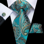 Hi-Tie meeste siidist kaelalipsu komplekt Triibuline Paisley Solid Lips Tasku kandilised mansetin&ouml;&ouml;bid N-3200