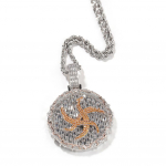 Hip Hop Jing Thorn round Cake Pendant Copper Color Zircon Fashion Trend Disc Full Diamond Necklace Men