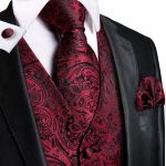 Hi-Tie Meeste Vest Siidist Paisley Lilleline Lips Taskur&auml;tik Mansetin&ouml;&ouml;bid KOMPLEKT Ametlik 2XL