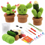 Algaja heegeldamiskomplekt Cactus Potted Plant Creative heegeldatud DIY v&otilde;tmehoidja kudumine v&otilde;tmehoidja heegeldatud nukkude materjalipakk Style 3