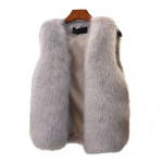 Naiste talvine kunstkarusnahast vest hubane kohev pehme paks &uuml;hev&auml;rviline varrukateta avatud &otilde;mblusega eesmine kardigan, &otilde;huke, k&uuml;lmakindel, suures suuruses naiste vest 2XL must