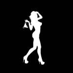 Naljakas bikiinides auto mootorratas, seksikas naine seinakaunistusega kleebiste kleebis must