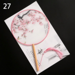 1 tk Pulmade pika k&auml;epidemega &uuml;mmargused lehvikud Klassikaline tr&uuml;kitud tutiga &uuml;mmargune ventilaator Vintage Court