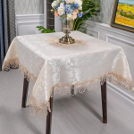 Laudlina Ruudukujuline laudlina Valge Luksuslik Tikand Pitsiga laudlinad S&ouml;&ouml;gilauakatteks K&auml;ter&auml;tikud Laua Juppe Tolmukate 130X130cm