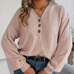 GMXIA naiste moe vabaaja &uuml;hev&auml;rviline s&uuml;gistalvine pikkade varrukatega V-kaelus avara n&ouml;&ouml;biga varrukatega sviiter S valge