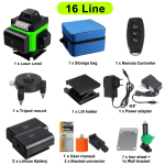 16 rida 4D roheline lasertase 2 patareiga isetasanduv juhtmevaba kaugjuhtimispult 360 horisontaalne vertikaalne ristseinaklamber 16 lines upgrade roheline