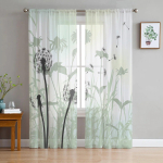 Meadow Dandelion Flower Butterfly t&uuml;llkardinad magamistoa kodukaunistuseks Elutoa K&ouml;&ouml;k Voile kardinad pimedatele kardinatele 135W x 114H(cm) white