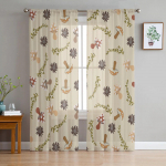 Seened Lilled Lehed Retro Keskaegne Magamistuba L&auml;bipaistvad &Otilde;hukesed Kardinad P&uuml;hade Kaunistus Akna Voile T&uuml;llkardin 135W x 114H(cm)