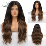 ALAN Pikad lainelised pitsilised eesmised juukseparukad Ombre pruunid blondid parukad naistele kuumakindlad kiudparukad 5*5 pitsilised ees