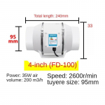 220 V 4/5/6 tolli madala m&uuml;ratasemega kanali h&uuml;dropooniline &otilde;hupuhuri ventilaator v&auml;ljat&otilde;mbeventilaator kodu vannitoa ventilatsioonile Grow Room 4 inch