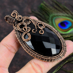 Natural Black Spinel Gemstone Handmade Copper Wire Wrap Pendant 3.35 c1c63