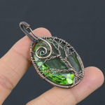 Natural Tree Of Life Peridot Gemstone Copper Wire Wrap Pendant 2.36 z8n30