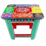 25,4 cm v&auml;rvitud puidust taburet Cum k&uuml;lglaud