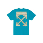 Off-White SS20 Kuldse Noolega Teip Plaaster L&uuml;hikeste Varrukatega T-s&auml;rk Meeste Topid Sinine OMAA038R201850023948 L