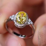 1 tk h&otilde;bedase v&auml;rviga ovaalse l&otilde;ikega kollane kivi CZ k&uuml;&uuml;nisr&otilde;ngad pulmapaela ehted s&otilde;brap&auml;eva kingitused 5 kollane