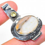 Natural Montana Agate, Citrine Gemstone 925 Sterling Silver Pendant 1.93 w6b58