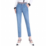 Suvised vintage t&auml;navar&otilde;ivad Elastsed p&uuml;ksid Naiste k&otilde;rge v&ouml;&ouml;kohaga vabaaja kitsas liibuv teksap&uuml;ksid Y2k taskud Moodne disain p&uuml;ksid Uus S tumesinine v&auml;rv