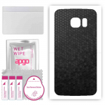 apgo Protective Skin Sticker for the back compatible with Samsung Galaxy S6 Edge SM-G925F, Wrap Film, Foil, Vinyl - Pattern Black Honeycomb