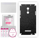 apgo Protective Skin Sticker for the back+sides compatible with Xiaomi Redmi Note 3 Note 3 Pro, Full Wrap Film, Foil, Vinyl - Pattern Black Honeycomb