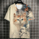 Multifilmi Anime Kassitr&uuml;kiga T-s&auml;rk meestele Jaapani s&auml;rgid Hundi T-s&auml;rk Outdoor Hip Hop Topid Riided Vabaaja vabad l&uuml;hikeste varrukatega s&auml;rgid XL