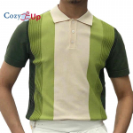 Cozy Up Meeste moodsad polos&auml;rgid Vintage triibulised kudumiss&auml;rgid Casual Slim Fit golfis&auml;rgid M roheline