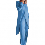 2 tk/komplekt Pluus P&uuml;kste komplekt Ebaregulaarne Hem &Uuml;markaelus, Pikad varrukad, Lai jalg lahtine Plus M khaki