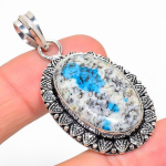 Natural K2 Blue Azurite Gemstone 925 Sterling Silver Gift Pendant 2.05 l1u88