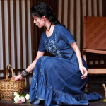 Johnature Naine kevadine O-kaelusega l&uuml;hikeste varrukatega kauboi isikup&auml;ra kleit Ni&scaron;i tikandiga avar retrokleit M